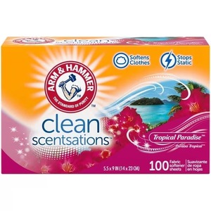 ARM & HAMMER Fabric Softener Dryer Sheets, Tropical Paradise, 100 Sheets/Pack, 6 Packs/Carton - Product Image 1