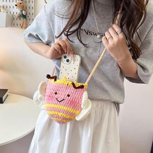 Crochet <b>Bee</b> Cartoon Cotton Bag Large Capacity Handmade Woven Fashionable All-match Portable Shoulder Crossbody Buckle - Product Image 1
