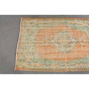 Tapis Patchwork Vintage Vert Orange 5.1 X 8.3ft fait à la main Style Tabriz Turc Laine Viscose Matériel avec support en Latex pour les adolescents - Product Image 3