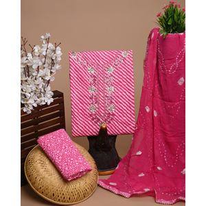 Traje de algodón suave con gasa Dupatta Diseño tradicional de Zari Gotapatti para mujer-Ropa de fiesta de invierno y verano - Product Image 1