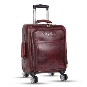 Couro Genuíno Brown Trolley Bagagem com Alça Ajustável Unisex Custom Size Factory Manufacturing Trendy Product