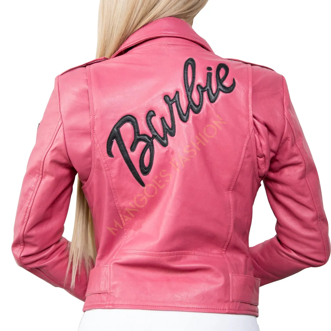 Chaqueta de cuero rosa para mujer Barby Doll, la última chaqueta de cuero Pink Barby, diseño de color personalizado Faux Pu Low MOQ