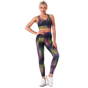 Nuevo conjunto de Yoga para mujer, secado rápido, 2 uds., mallas deportivas a la moda con cintura elástica y conjuntos de sujetador, conjunto de Yoga Fitness 2023 OEM personalizado - Product Image 5