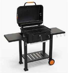 Barbecue extérieur moderne en fer et acier inoxydable 304 avec revêtement en poudre, chariot, dispositif de sécurité contre les flammes, charbon de bois pour plus de 5 personnes - Product Image 3