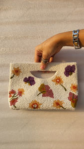 floral beaded tote bag Indian fully handcrafted <b>for</b> women handmade luxury evening party fashion <b>handbag</b> artwork design styles - Product Image 4