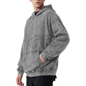 Sweat à capuche vintage surdimensionné en coton imprimé avec logo personnalisé Pull-over Respirant Coupe-vent Lavage à l'acide Hoodies Service OEM - Product Image 2