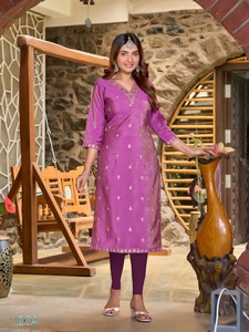 Roman Shimmer Super Quality Fabric Bordado Work Kurti Best Design Collection By Maruti Fashion - Product Image 4