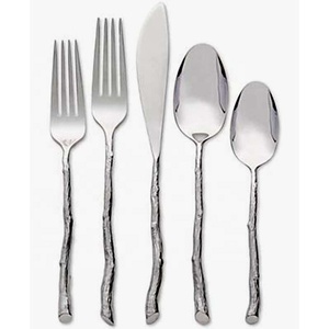 Ensemble de cuillères à paille en acier inoxydable, coutellerie pliable de Camping, Design de luxe, poignée à brindille argentée mate - Product Image 2