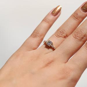 5mm Round Cut Moissanite Engagement Ring with Marquise Side <b>Stones</b> | Elegant Wedding Fine Jewelry - Product Image 2