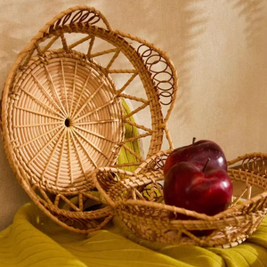 Cuenco de mimbre con borde de concha marina Decoración de presentación de comida natural Productos vietnamitas al por mayor ecológicos - Product Image 4