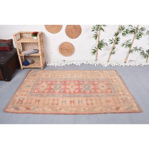Alfombra Turca de 4,1x6,5 pies, Alfombra Vintage con Borde Beige - Product Image 2