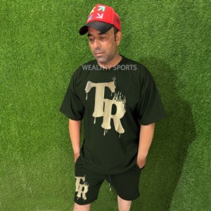 Ensemble de survêtement d'été imprimé pour homme, 100 % coton, t-shirt et short, personnalisable avec logo, grandes tailles, respirant, style urbain, vente en gros - Product Image 5