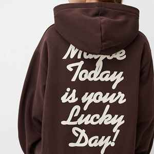 Sudadera con capucha de hombro caído transpirable suave y cómoda de algodón 100% de la mejor calidad para mujer Servicio OEM de impresión de logotipo personalizado - Product Image 2