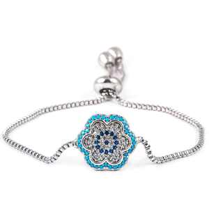Pulsera con cuentas de flores de plata chapada en circón Joyería fina elegante - Product Image 1