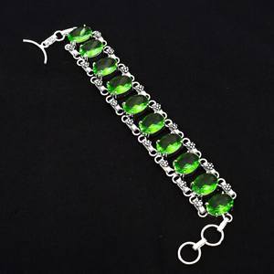 Pulsera de piedras preciosas de peridoto | Plata de Ley 925 | Pulsera ajustable | Piedra preciosa de forma ovalada | Regalo de pulsera de plata para ella - Product Image 6