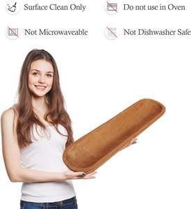 Bol à pâte en bois, 23,5 pouces sculpté à la main rustique longs bols à pâte en bois pour la décoration Long bol à pâte en bois ferme Fruits décoratifs - Product Image 6