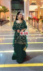 Belle couleur verte Georgette Lehenga Choli robe avec broderie lourde et lourde Georgette dentelle travail Net Dupatta femmes - Product Image 4