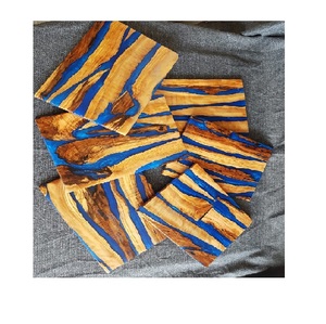 Juego de posavasos de madera epoxi marrón claro de alta calidad, manteles cuadrados de PC de estilo rústico moderno para el hogar, posavasos de piedra de diseño clásico - Product Image 5