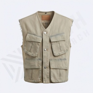 Gilet en jean pour homme et femme, tenue tendance, veste sans manches, style rétro moderne, coupe ajustée, élégant, décontracté, tendance, vêtements streetwear - Product Image 1