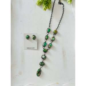 Conjunto de Collar Lariat de Plata de Ley y Turquesa de Montaña Sonora Betta Lee, Joyería Fina - Product Image 1
