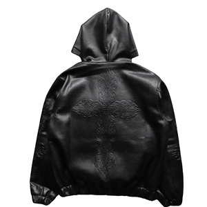 Veste en cuir pour hommes, vêtements décontractés de couleur unie, veste en cuir confortable pour hommes à la mode - Product Image 4