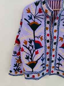 Veste Suzani en coton faite à la main, style bohème, broderie TNT colorée, manteau vintage tribal pour festival, vêtement d'extérieur, veste en coton Suzani - Product Image 3