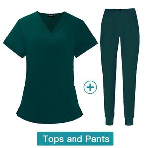 Women's Medical <b>Scrubs</b> Nurse Uniform <b>Top</b> Woven Fabric <b>Scrub</b> Sets for Hospitals OEM Service Available - Product Image 5