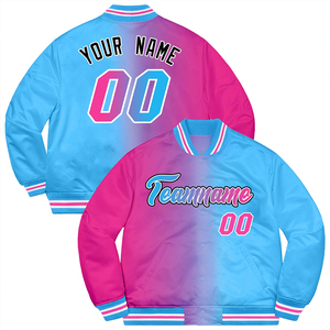 Vestes universitaires personnalisées avec le nom de l'équipe et le numéro du joueur en dégradé bicolore en gras pour les fans de sport et les athlètes - Product Image 1