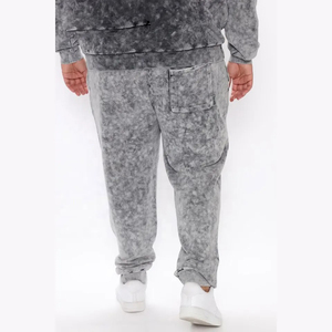 Venta al por mayor de chándales lavados con ácido de algodón de los hombres en blanco liso Fitness deportes hombres Jogging chándal Unisex 2 piezas Sudadera con capucha y pantalones - Product Image 2