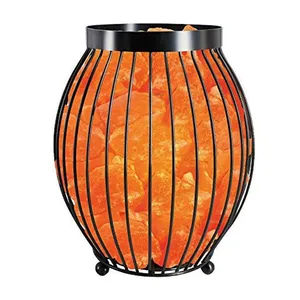 Sian Enterprises SE-1515 Himalayan Salt Lamp with Organic Material Metal Basket Folk Art Style for Home Decoration - Product Image 2