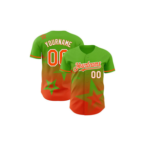 Camiseta de béisbol sublimada personalizada, abotonado uniforme de equipo, degradado azul y rojo con diseño de estrellas personalizado - Product Image 5