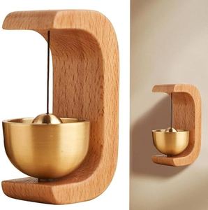 Timbre de puerta de madera maciza con acabado en latón, estilo minimalista, hecho en India, decoración moderna para el hogar, regalo para diversas ocasiones - Product Image 6