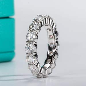 Anillo de Eternidad RITZIN con Moissanita de Estilo Elegante, Corte Redondo, Diamante Cultivado en Laboratorio, Plata de Ley, Anillo de Boda para Mujer - Product Image 3