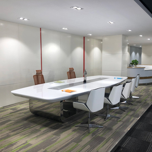 Modern white convertible conference <b>table</b> 6-14 person capacity <b>table</b> MDF aluminum base design Hotel conference <b>table</b> - Product Image 2