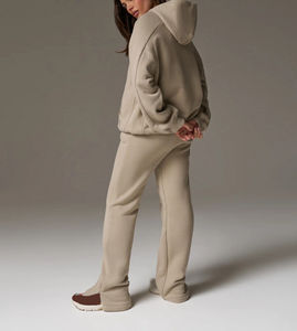 Haute qualité 2 pièces femmes jogging ensemble 100% coton lourd 500GSM coupe ample goutte épaule hiver tenue décontracté femmes survêtement ensemble - Product Image 2