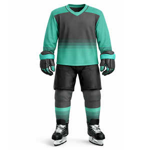 Uniforme de Hockey sobre Hielo Personalizado en Gris Teal, Jersey Transpirable de Secado Rápido con Estampado, Pantalones a Juego para Equipo, Ropa Deportiva Profesional - Product Image 1