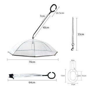 Paraguas Plegable Impermeable de PVC para Perros Pequeños con Agarre Antideslizante y Correa Ajustable - Diseño Transparente para Uso en Exteriores en Días Lluviosos - Product Image 4