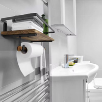 Décoration de cuisine, étagères en bois et en fer, ensemble rustique, rangement, étagère murale noire