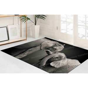 Tapis imprimé vibrant : fin, à motifs, luxueux, safari, animal, éléphants, amour, paillasson, doux, personnalisé, décoration intérieure, tapis fin non tissé - Product Image 2