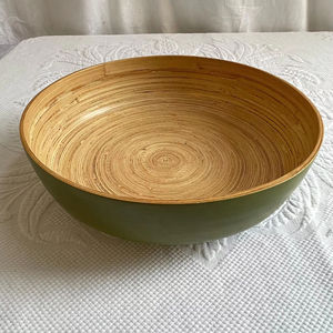 Bol décoratif en bois vert fabriqué à la main centre de table finition bois naturel plateau d'accent pour la décoration de la cuisine ou du salon à la maison - Product Image 1