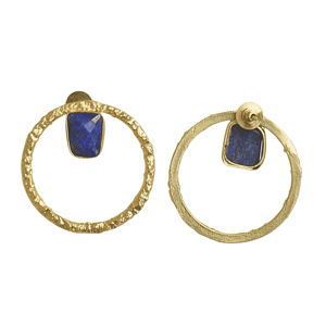 Export Brass Fashion <b>Earrings</b> Bulk Stud Natural Semi-Precious Stone Matte Brass Texture Hypoallergenic Safe Wear High Quality - Product Image 4