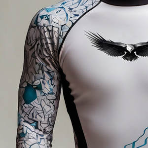 Camisetas de gimnasio de manga larga con logotipo personalizado para adultos, Camiseta de punto de marca BJJ Rash Guard MMA Surfing para hombres, camiseta sublimada OEM Rash Guard - Product Image 3