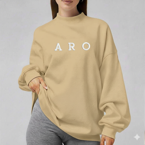 Women Winter Long Knitted Oversized Mockneck Relaxed Fit Casual <b>Top</b> with Front Logo Soft Daily Wear - Product Image 1