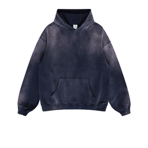 Sweat à capuche pour homme en coton 100% de haute qualité, anti-rides, tricoté sur mesure, lavage à l'acide, taille plus, impression de logo personnalisée, hiver - Product Image 1