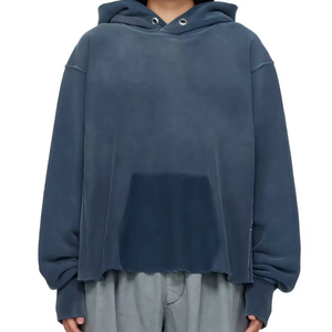 Ropa Urbana Personalizada para Hombre, Sudadera Corta Extra Grande con Dobladillo sin Rematar, Sudadera con Borde sin Rematar sin Bolsillos - Product Image 1