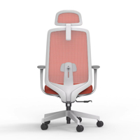 Chaise de bureau ergonomique pivotante en maille, dossier haut, hauteur réglable, cadre blanc, siège de direction