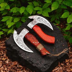 Cuchillo para Pizza Vikingo de Acero con Alto Contenido de Carbono Hecho a Mano, con Grabado Personalizado y Funda de Cuero, Precio al por Mayor - Product Image 5