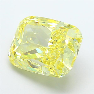 Joyería fina de lujo, diamante CVD brillante certificado, amarillo intenso cultivado en laboratorio, corte cojín, piedra preciosa suelta, brillo radiante, elegante. - Product Image 2