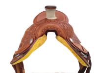 Selle Western sur mesure haut de gamme avec arceau en fibre de verre, cuir de buffle, gravures florales, garde-boue préformé et quincaillerie en acier inoxydable 16