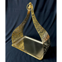 Plateau de service décoratif multifonctionnel en métal doré brillant, style turc moderne, idéal pour restaurants, Ramadan, mariages - Vente chaude directe usine